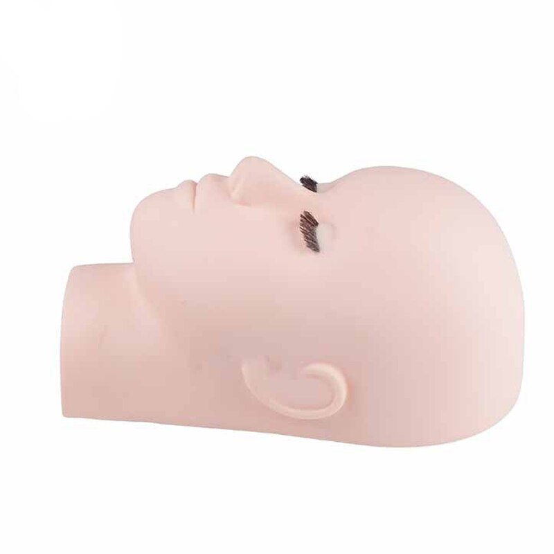 Cabeza de maniquí para pestañas, cabeza de muñeca para formación con extensión de pestaña Real, maniquí de entrenamiento, cosmetología, cabeza plana