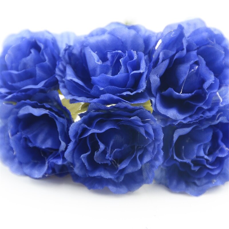 6 stuks van zijde handgemaakte kunstmatige boeket bruiloft decoratie familie tuin thee tafel vaas bloemstuk DIY walnoot decal: Royal blue