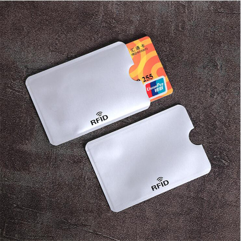 5Pcs Anti Rfid Kaarthouder Nfc Blokkeren Reader Lock Id Bank Kaarthouder Student Id-kaarten Wallet Paspoort Protector aluminium: Silver
