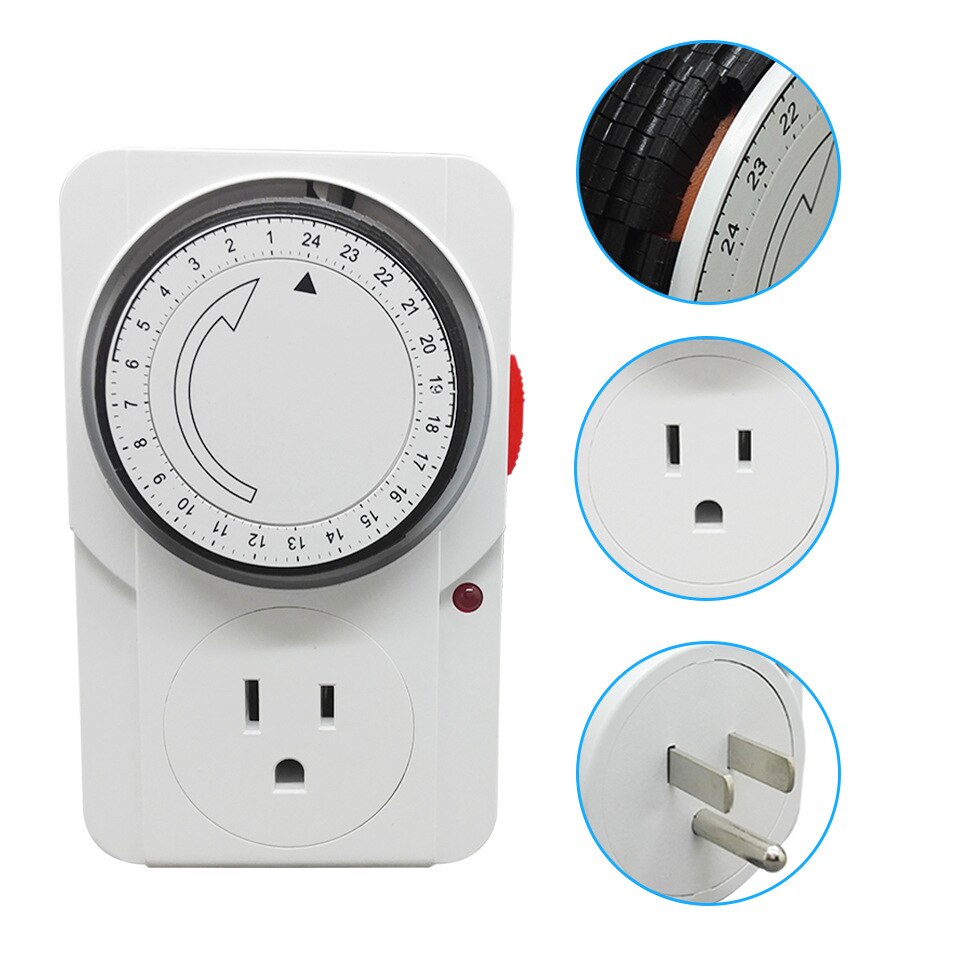 Indoor 24-Hour Mechanical Outlet Timer Daily Use Circulating intelligent switch socket EU US UK Plug 110~220V CE Certification