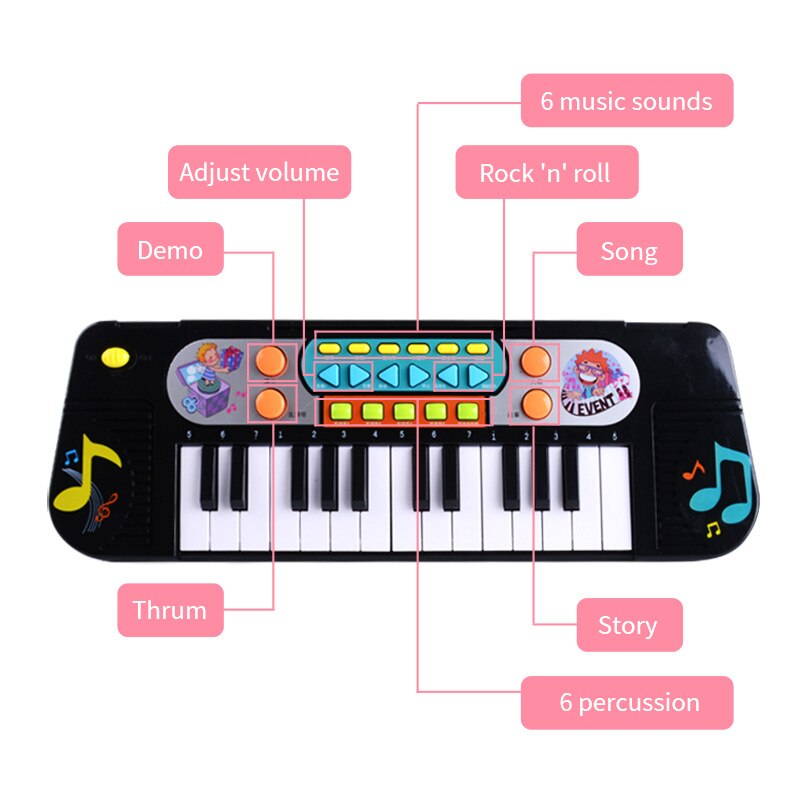 Børn baby multifunktionelt klaverlegetøj tastatur 25 nøgler 1-10 år børn pige dreng tidlig pædagogisk musik mini klaver legetøj