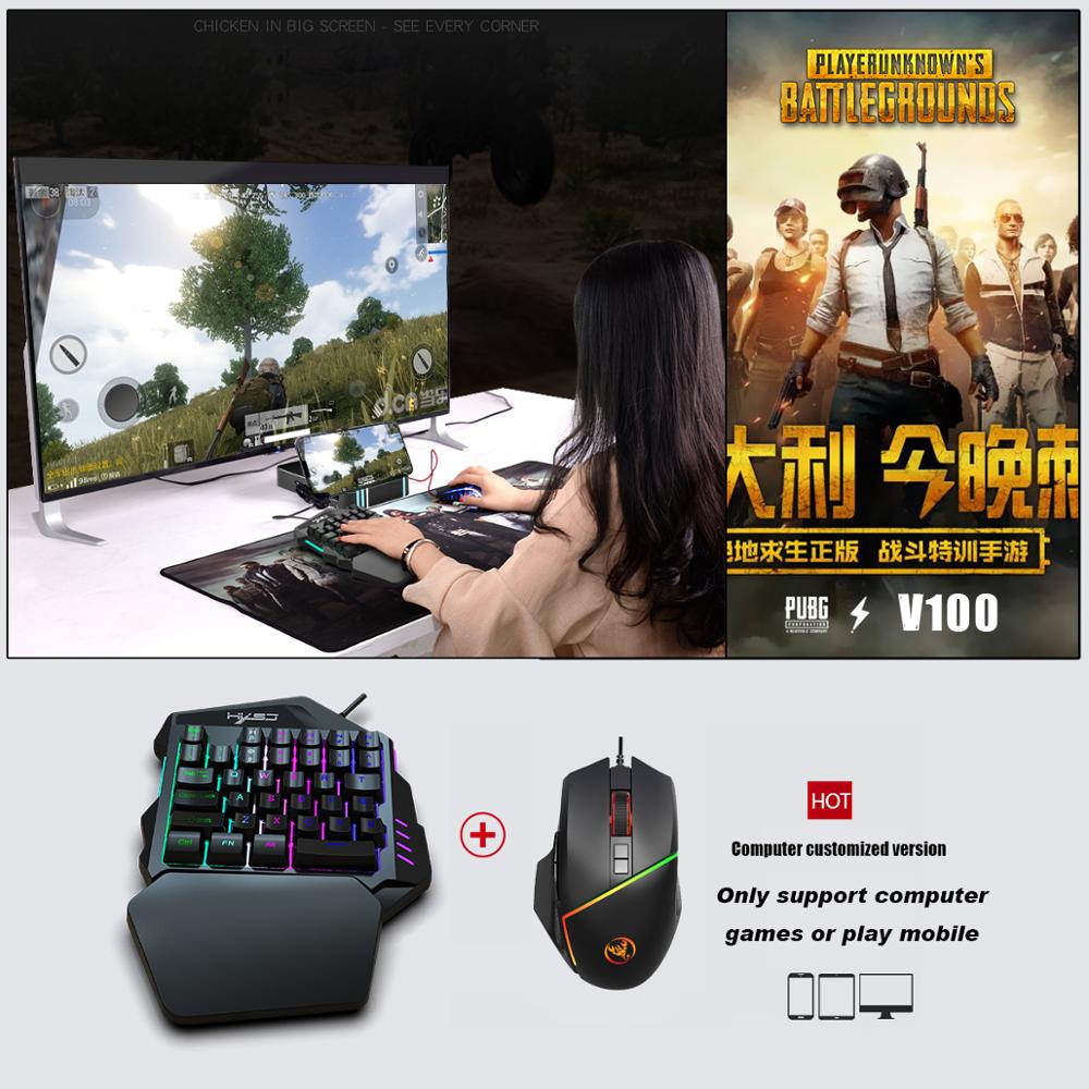 Mini clavier de jeu Portable rétroéclairé RGB, une main, 6400DPI, ensemble de souris, pour PC, PS4, Xbox