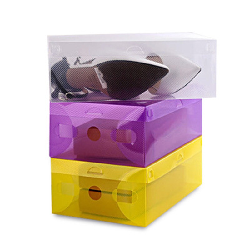 10 Uds. Caja organizadora de zapatos transparente caja de almacenamiento a prueba de polvo armario de zapatos superpuesto Clamshell organizador de zapatos Zapatero PVC