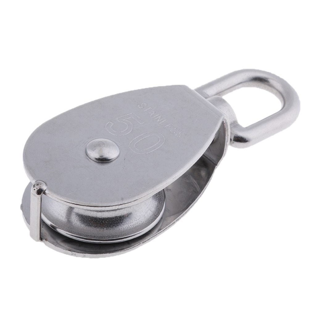 50mm Stainless Steel Single Sheave Swivel Eye Boat Rigging Hoist Lift Pulley