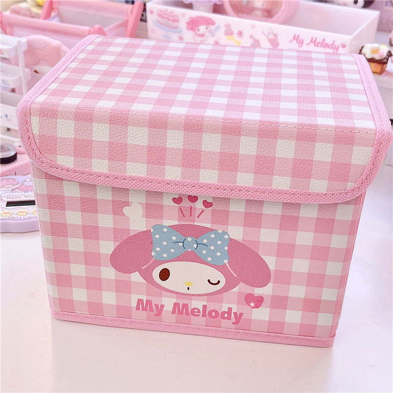 Sanrio Gitter Schreibtisch kippen Aufbewahrungsbox Kuromi mein Melodie Hallo Kätzchen Cinnamoroll Schreibtisch Organizer Kosmetik Briefpapier Kleinigkeiten Kasten: Grün