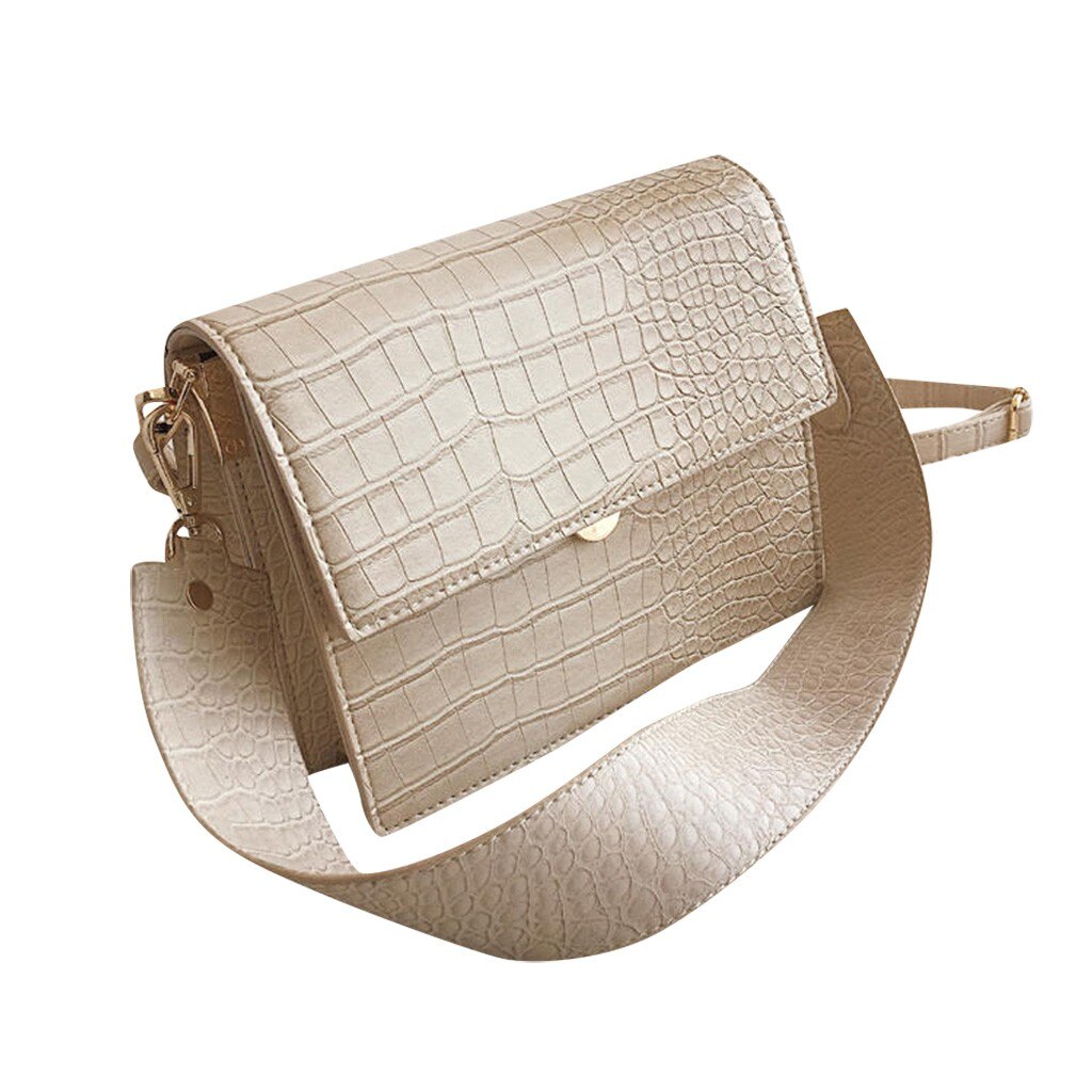 Bolsa feminina vintage de jacaré, bolsa feminina de ombro de alta qualidade para mulheres, bolsa de mão de couro 35 #: Beige