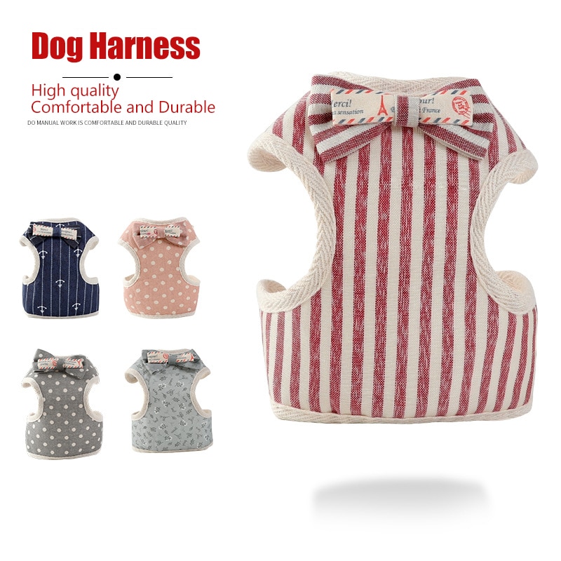Kleine Hond Harnas Leiband Set Huisdieren Honden Producten Kat Vest Strik Mesh Gevoerde Voor Puppy Chihuahua Pug Bulldog kragen