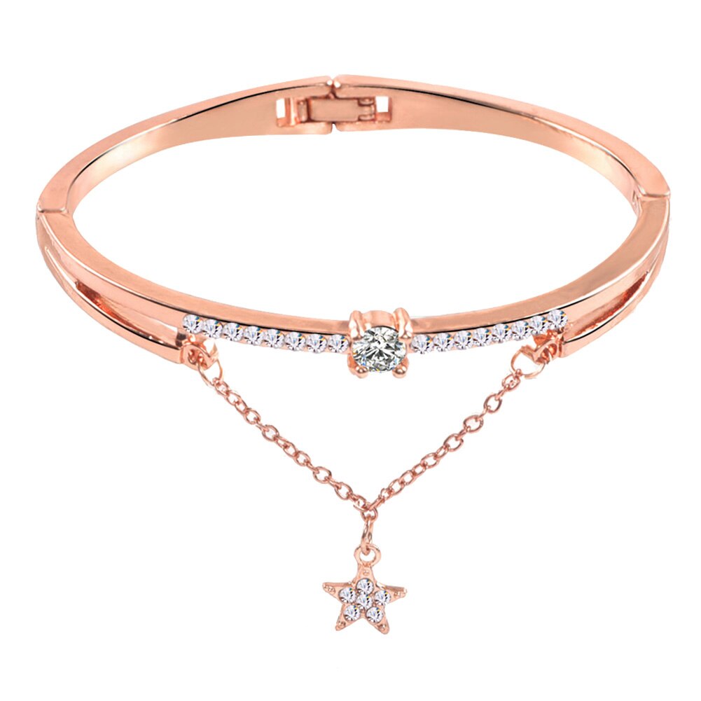 Armbanden voor vrouwen gouden bedelarmband ster hanger ketting glanzende strass ingelegde armband armband voor vrouwen: Gouden