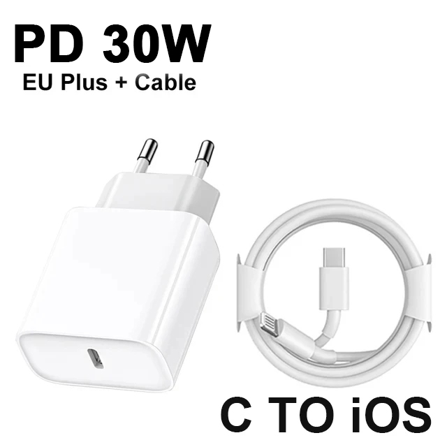 Cargador rápido Original de 30W para APPLE iPhone 14 13 12 11 Pro Max USB-C carga rápida X XS XR 7 8 Plus Cable accesorios de teléfono: IL