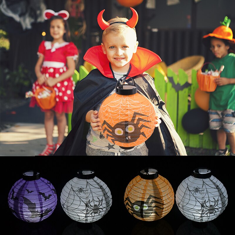 Halloween LED citrouille lanterne horreur lueur araignée crâne chauve-souris lampe à LED Halloween maison fête suspendus lustre décoration