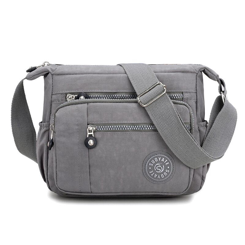 Bolso de mano para mujer, bandolera de tela resistente al agua, de buena , Diagonal, para hombro y billetera,: light grey