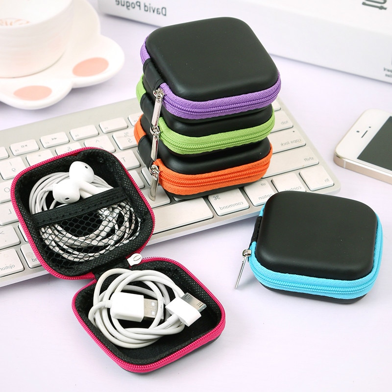 Słuchawki etui na uchwyt przechowywanie przenoszenie twarde etui na słuchawki akcesoria do słuchawek słuchawki douszne karta pamięci kabel USB