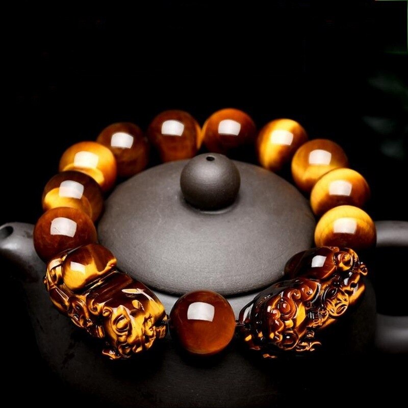 Natura Feng Shui bracciali uomo occhio di tigre perline braccialetti da polso per donna Pixiu ricchezza e buona fortuna braccialetto gioielli pulsera