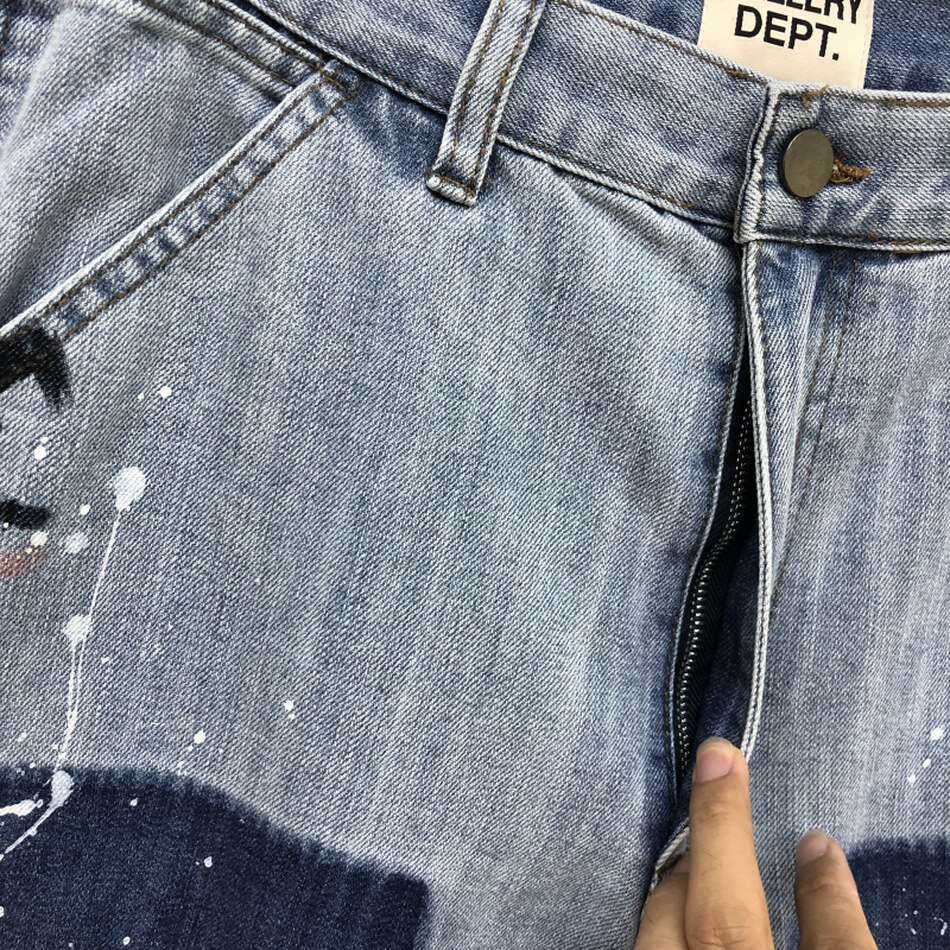 Galerij dept stiksels bootcut jeans denim mannen vrouwen schade gat distressed galerij dept broek mannen jeans broek
