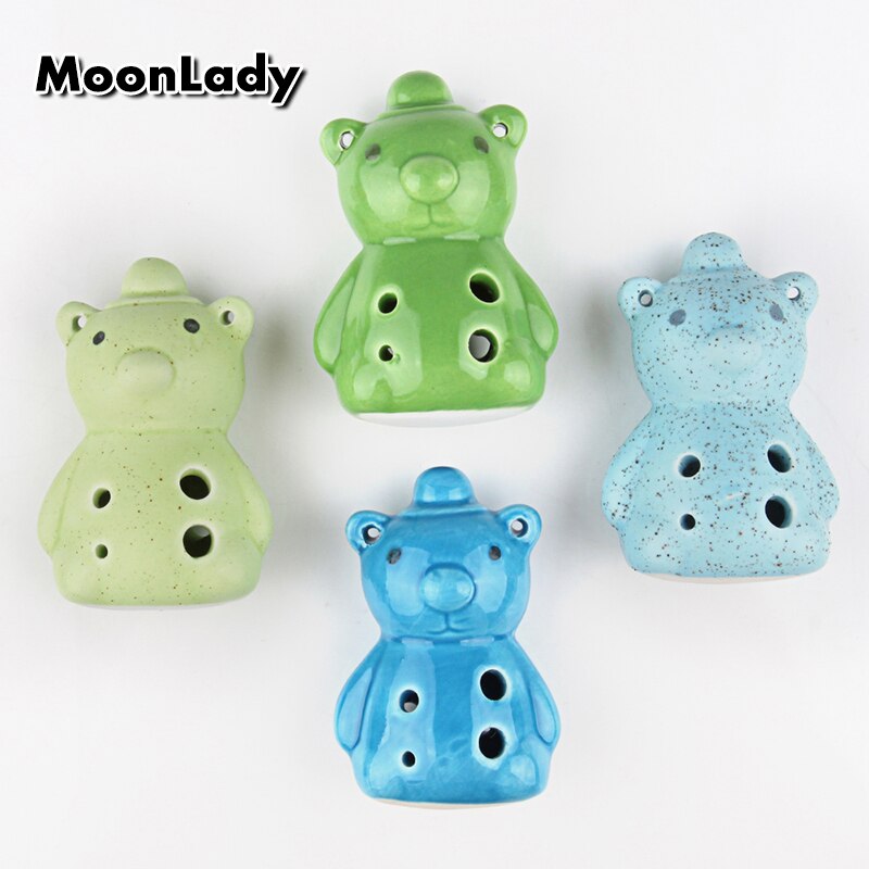 Ocarina forma de oso colorido 6 agujeros AC Ocarina recién llegado instrumento Musical de viento de madera buen para los niños