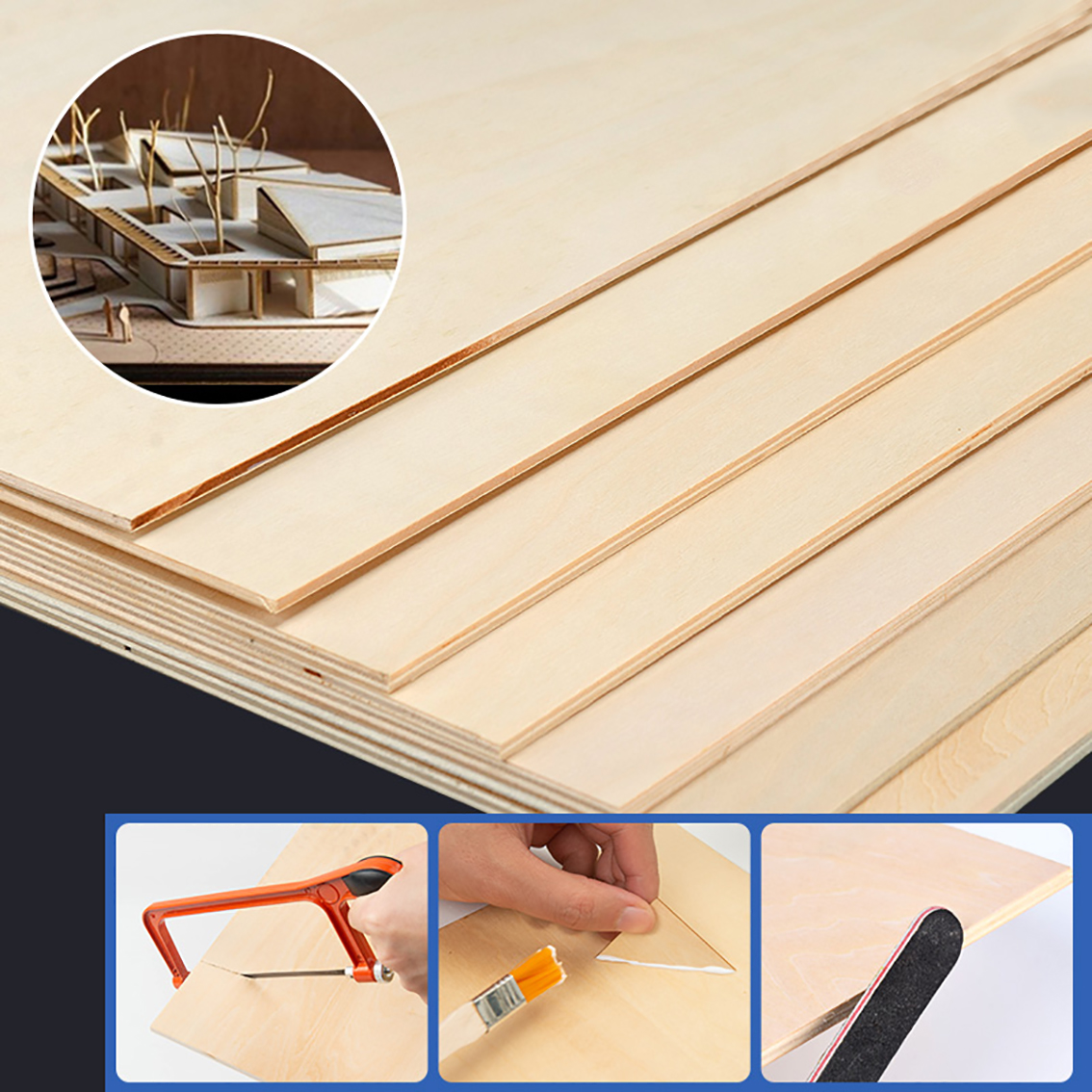 1-20pcs Thick 3/4/5mm Plywood Craft Board Model Layer Wood Board DIY Craft Sand Table Building Model Materials Accessories