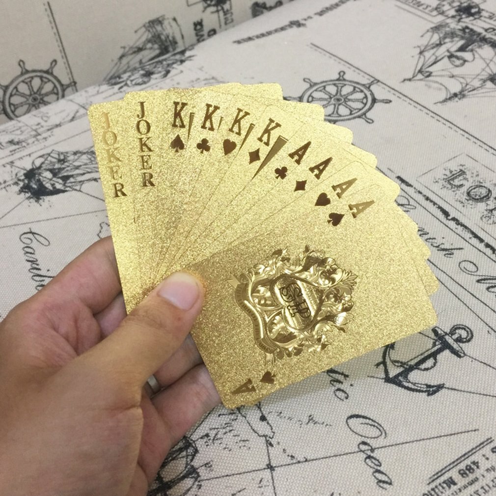 Goldfolien-spielkarten, pokerspiel-Deck, goldfolien-pokerset, plastik-zauberkarten, wasserfeste karten nur für tischspiele