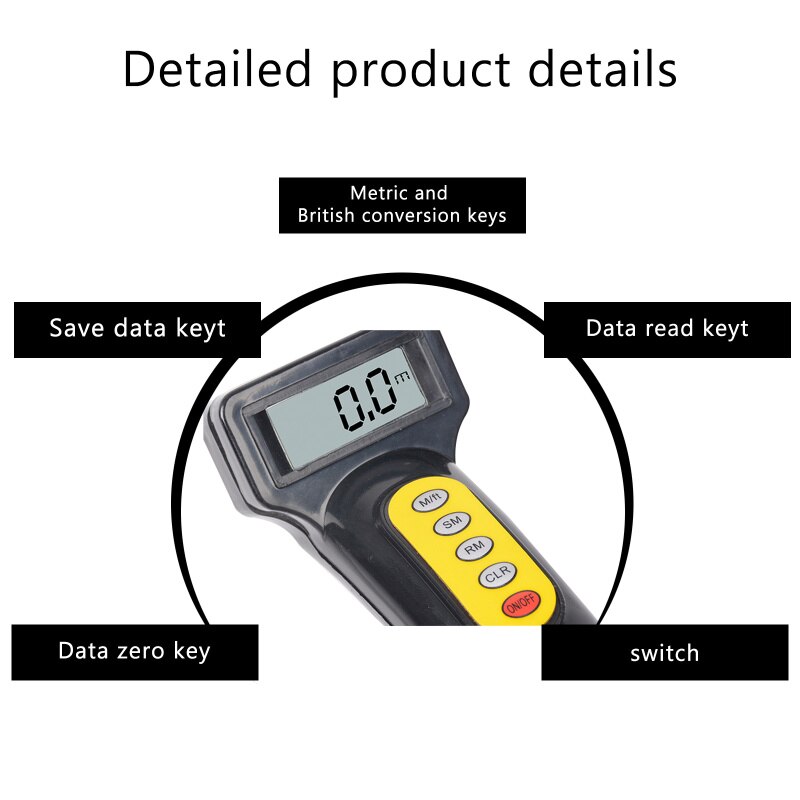 Digital Display Retractable Distance Measuring Wheel Rolling Ruler Black Long Distance Meter Measure Wheel Tape Measuring Tool