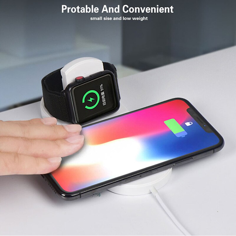 Carregador sem fio rápido 2 em 1, carregador wireless para aplicar watch iwatch series 1 2 3 adaptador qi doca de carregamento sem fio para iphone 11 pro xs xr max