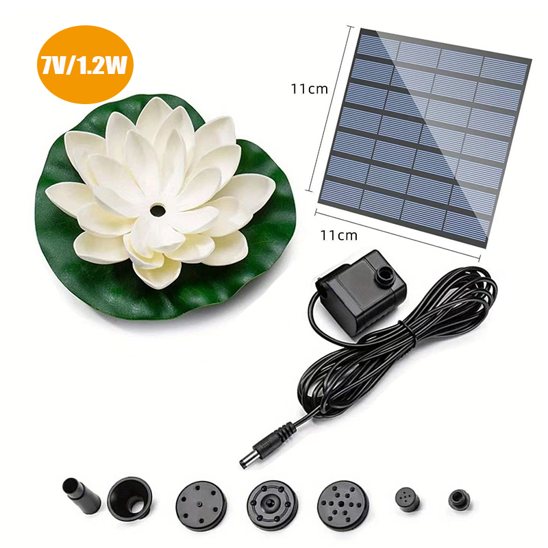 Fontanna solarna z pompą, pływająca fontanna z liliami wodnymi, do kąpieli ptaków w ogrodzie, na patio, do basenu zewnętrznego, do kąpieli kolibrów i dekoracji stawu rybnego: Czarny