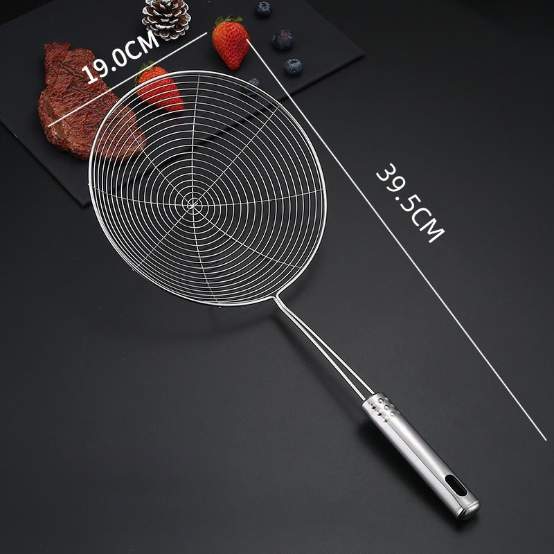 Espumadera de acero inoxidable, cucharón colador sólido, utensilio de cocina de acero inoxidable, herramienta para patatas fritas, pescado, utensilio de cocina para freír