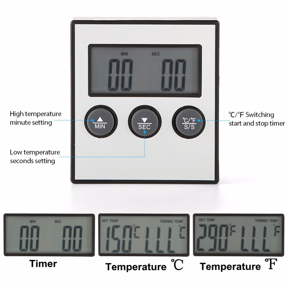 LCD Digital Oven Meat Thermometer Kitchen BBQ Thermometer With Probe Kitchen Cooking Baking BBQ Meat Household Thermometer