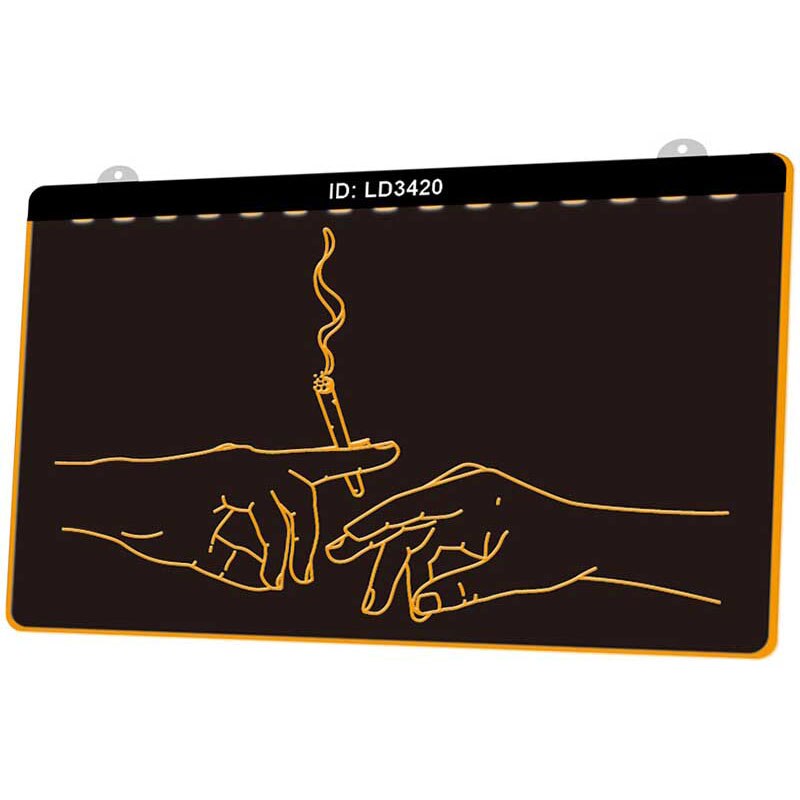 Ld3420 sigaretten handen met 3d gravure led lichtreclame meerdere kleuren gratis verkoop