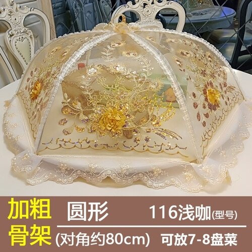 Dish cover good folding food cover dish cover large food umbrella cover lace: M74-116-80cm