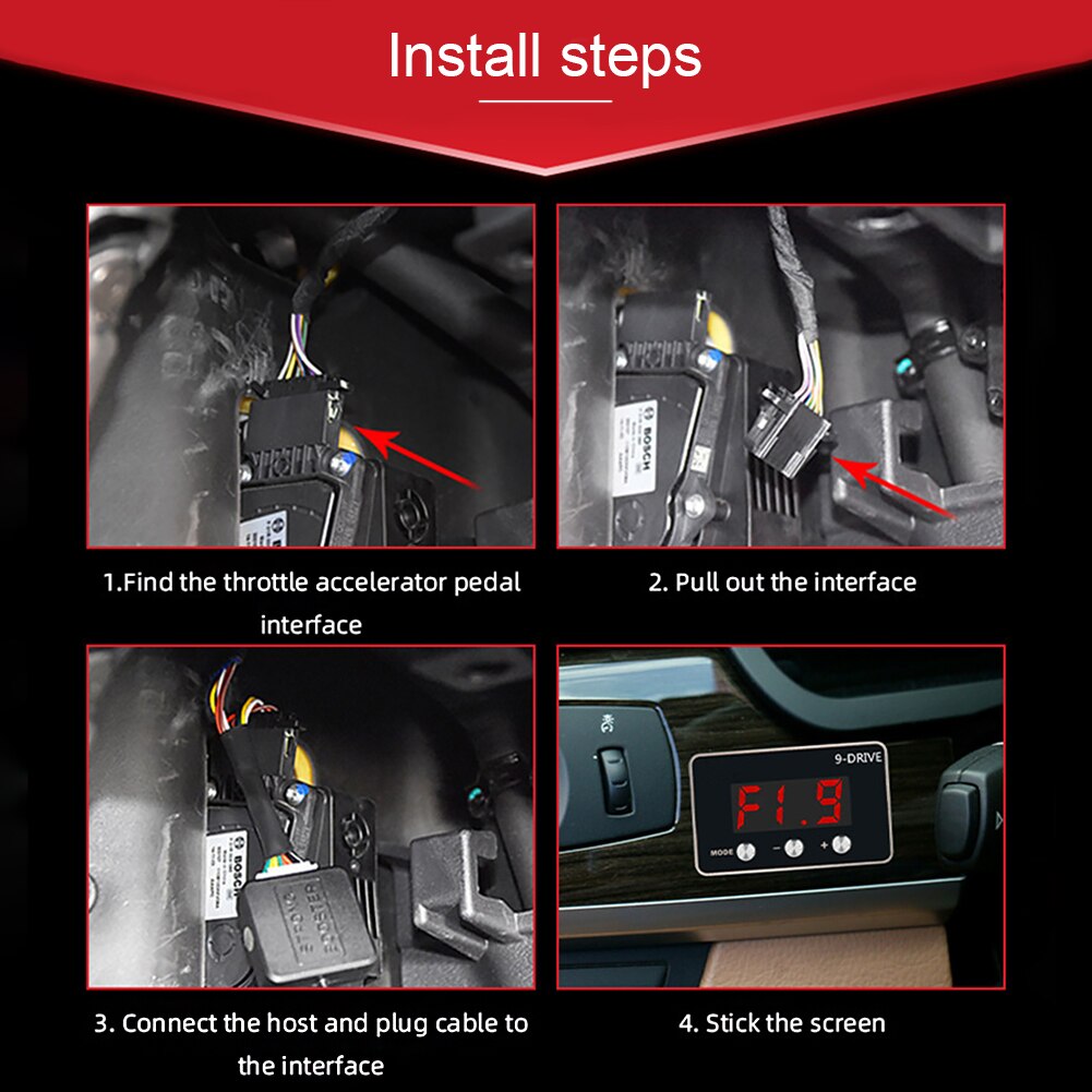 Tilbehør pedal kommandør racing lcd-skærm bærbar gasregulator bil elektronisk digital display hastighed  up 9 drev