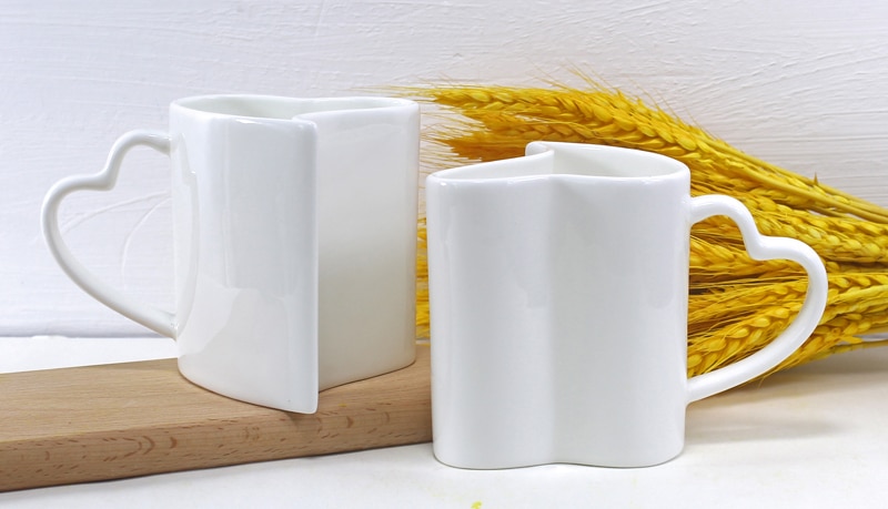 300ml, 2 stk/parti, termokop, der elsker porcelæn, nye espressokopper, hjerteformet krus, bryllup, hvid porcelænskop