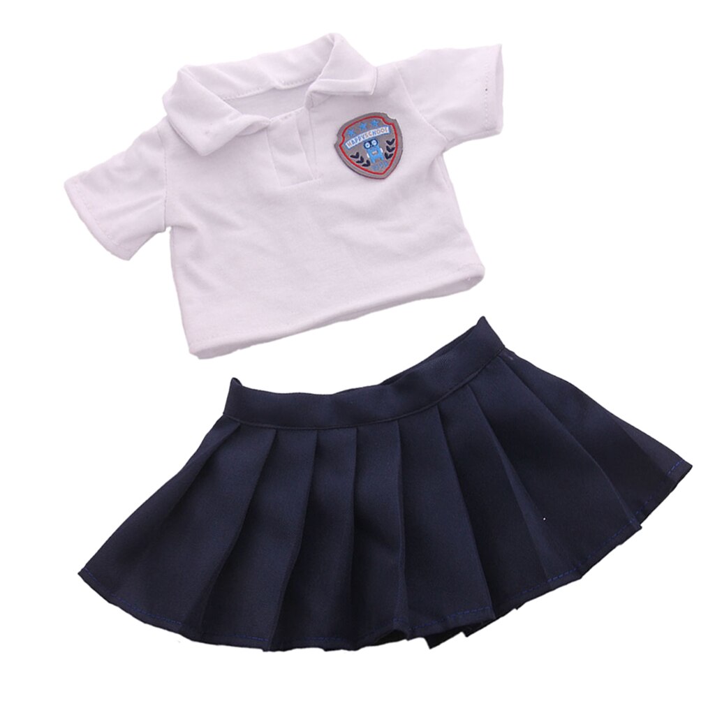 Baby dukker outfit sæt amerikansk dukke skoleuniform diy tøj tilbehør til 18 tommer nyfødte dukker dress up baby girl