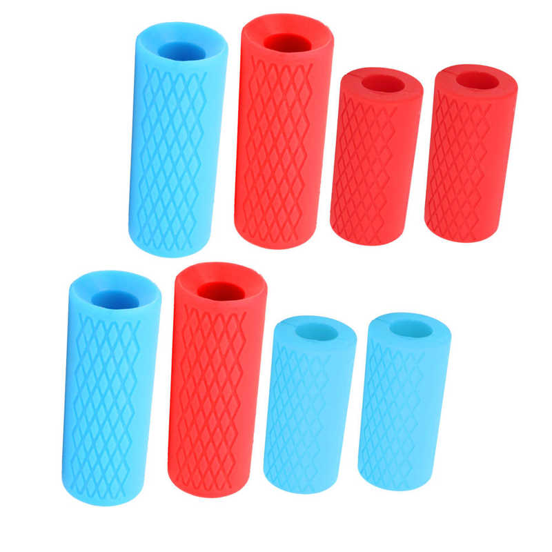 1Pair Barbell Dumbbell Bar Silicone Grid Handle Grips Adapter Sports Protective Gear dumbbell