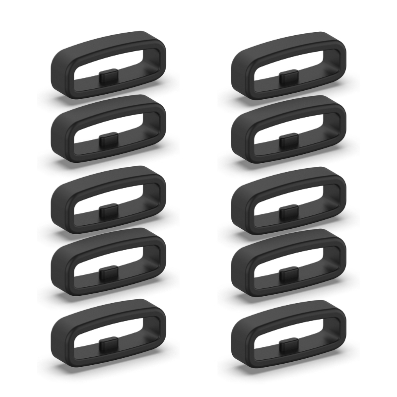 Smartwatch-Armbandhalter, Ersatz-Befestigungsring aus Silikon, 18 mm/20 mm/22 mm, Armbandhalter, Gürtelschlaufen, 10 Stück: M / Schwarz