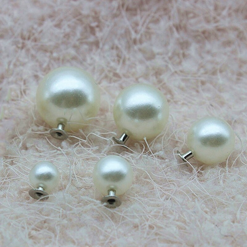 100 Pieces Pearls Rivets Studs Buttons For Sewing Leather Crafts Bag 6mm