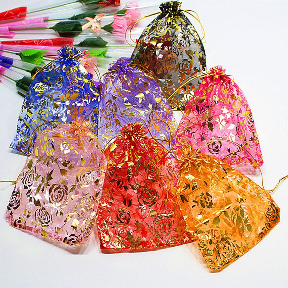 10 stuks willekeurige gemengde gouden trekbare organisatietassen en zakjes 13 x 18cm tassen sieradenverpakkingstas tas zakjes