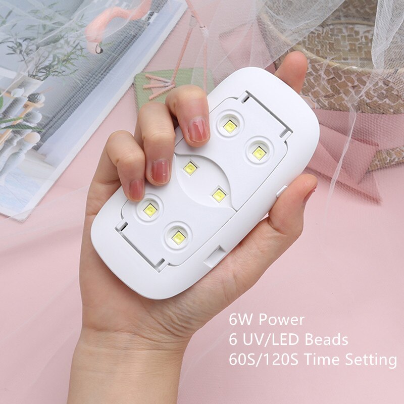 Secador de uñas portátil, lámpara LED UV de 6W para uñas, aparato de manicura para esmalte de uñas en Gel, lámpara artística para secar uñas, uso doméstico