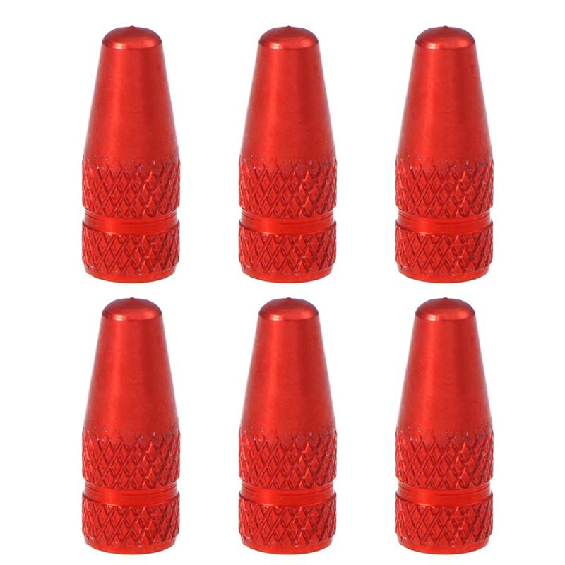 6 Pcs Fiets Aluminium Franse Ventieldopjes Voor Mtb Racefiets Mountainbike Band Air Valve Caps Dust Covers: Red 6pcs