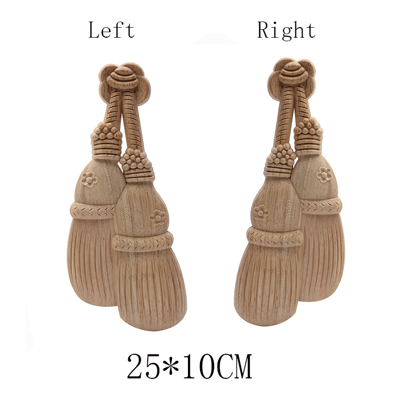 Applique for Home Furniture Unpainted Wood Oak Carved Wave Flower Onlay Corner Decor Wood Carved Long Applique Rubber Wood: C166-4-4-4