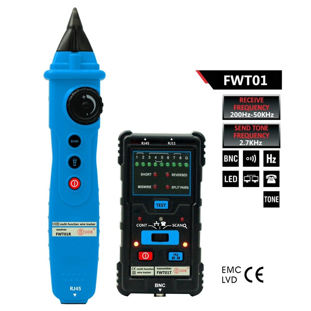 FWT01 Wire Tracker Multifunctional Handheld Network LAN Ethernet Finder Meter Telephone Line Cable Testing Tool