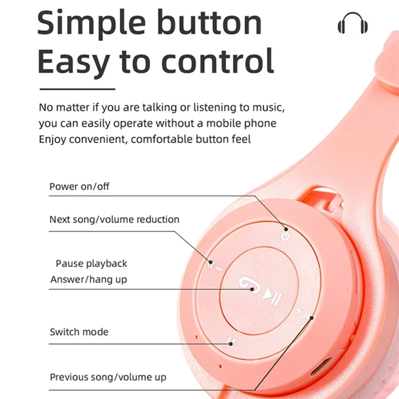 Koptelefoon Draadloze Bluetooth-oortelefoon voor kinderen Stereo Opvouwbare helmen Gaming-headsets Over-ear-koptelefoon voor Android ios Muziek