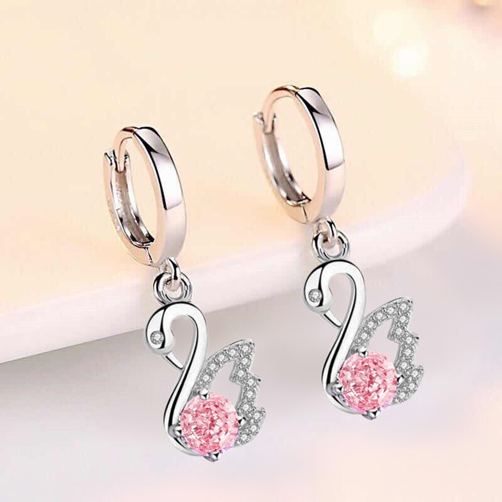 NEHZY-pendientes de plata de ley 925 para mujer, joyería a la , circonio de cristal blanco rosa y azul, aretes de cisne retro con borla larga