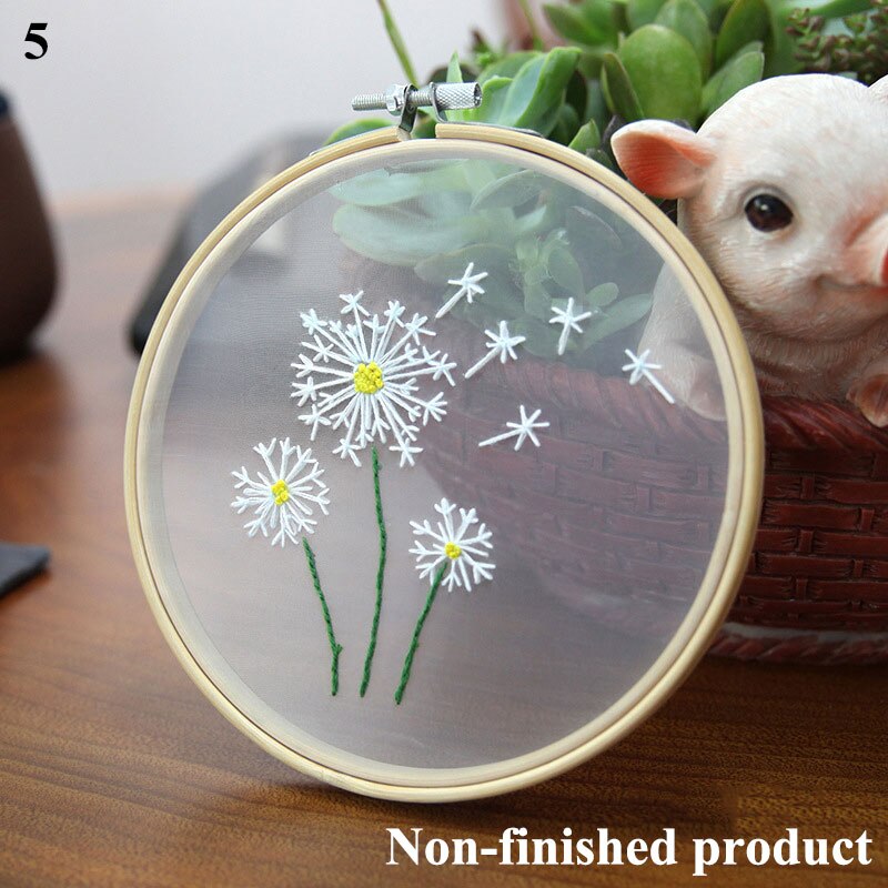 Diy broderi kit hængende billeder nybegynder broderi diy materiale kits stitch kit europæisk stil broderi blomst værktøj kit: 5