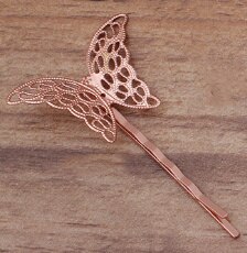 10Pcs 27X40Mm Koper Bloem Spacer Haar Sieraden Lijn Type Haarspeldjes Haarspelden Hairclips Side Clip Retro Haar dragen Accessoires: rose gold