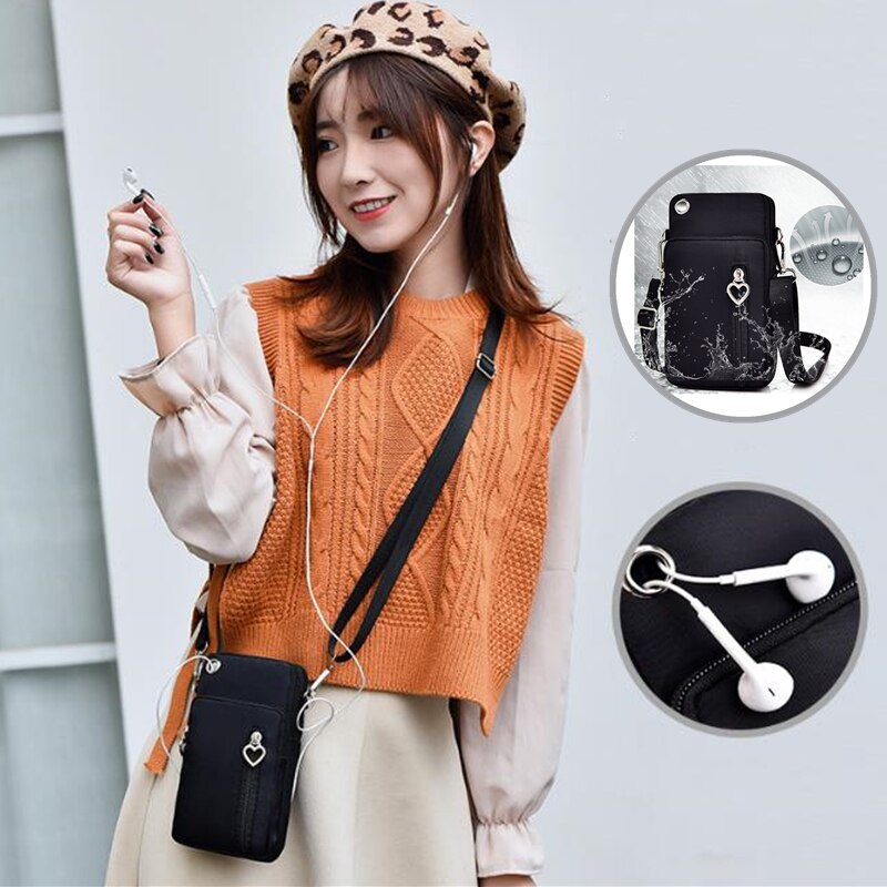 Femme sac de messager Mini sac à bandoulière diagonale multi-fonction téléphone portable sac extérieur écouteur pochette sport sac à bandoulière