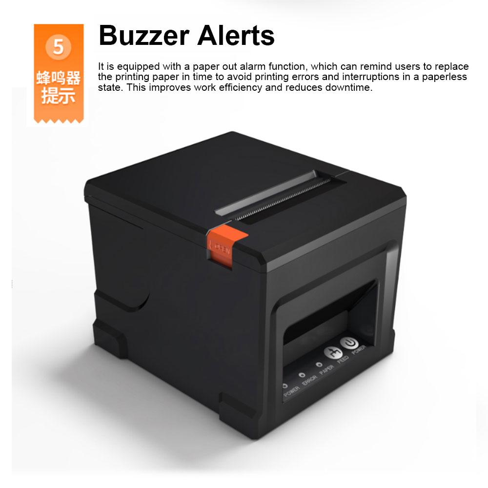 HZTZ-impresora térmica de recibos de 80mm, cortador automático de HZ-8360, impresora POS de cocina para restaurante, USB, LAN, Bluetooth