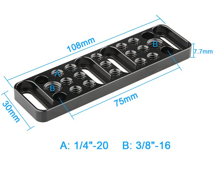 Multifunktions monteringsplade osteplade med 1/4 " -20 og 3/8 " -16 tilslutninger  c1751 kameratilbehør