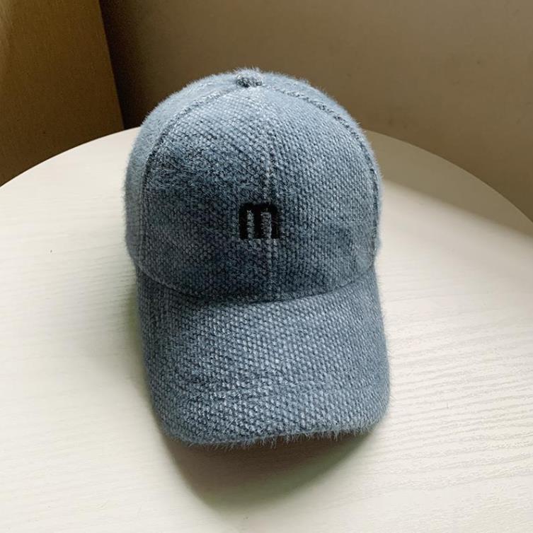 Hoed Vrouwen Herfst Winter Pet Student Koreaanse Stijl Alle-Match Brieven Baseball Cap Pluche Verdikte Warm hoed: m-Blue