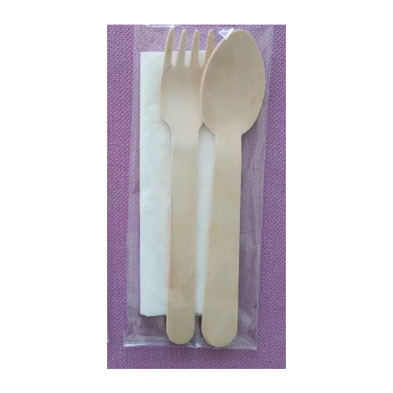 100 Pcs Takeaway Pakket Disposable Houten Mes Vork Lepel Verjaardag Wedding Party Cake Dessert Fruit Servies: fork spoon paper