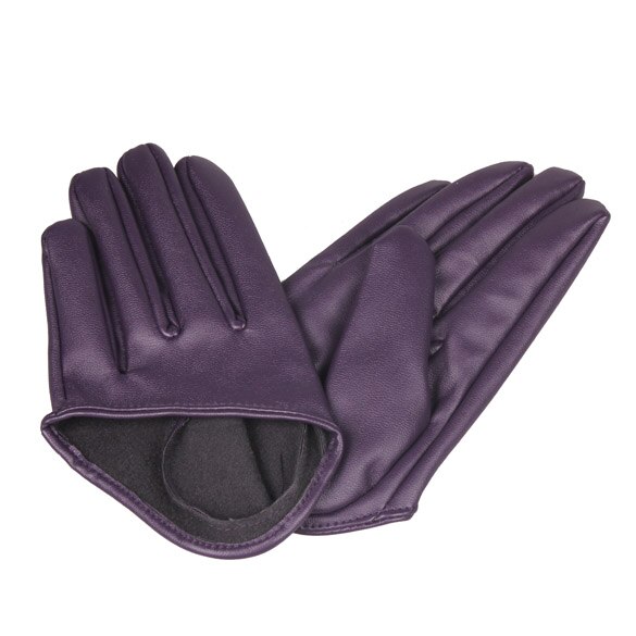 Woman Tight Half Palm Gloves Imitation Leather Five Finger Mittens Vivid Color