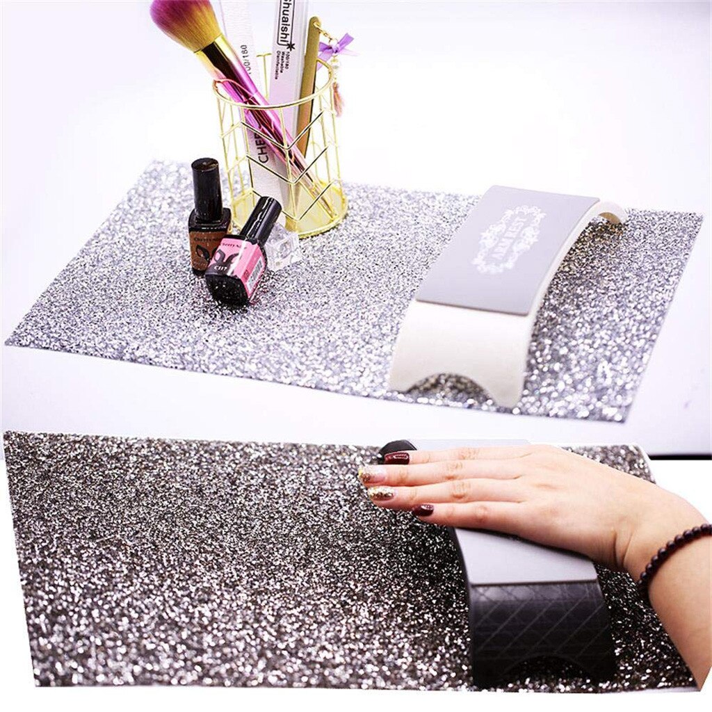 Shiny Scrub Nail Mat Nail Art Kolom Kussen Kussen Pad Opvouwbare Wasbare Manicure Pad Nail Art Tafel Tool Grote 40*24 Cm